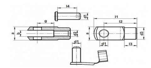 Przegub widełkowy DIN 71751 A8x16 Przegub widełkowy DIN 71751 A8x16