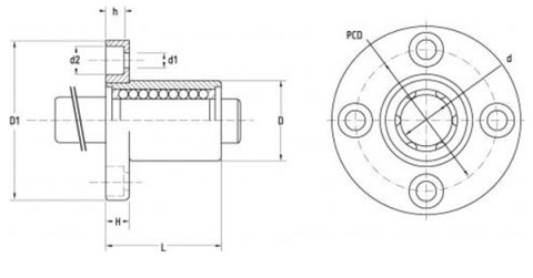 LMF 30 UU Łożysko liniowe z kołnierzem
