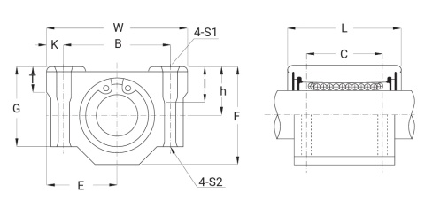 SMA 12 L GUU ŁOŻYSKO LINIOWE W OBUDOWIE WERSJA DŁUGA
