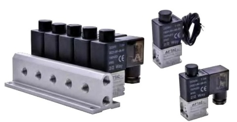 Elektrozawory szeregowe 3/2 NC G1/8, 5 zaworów, 12V DC, 3V2MNCF-5FG - Airtac
