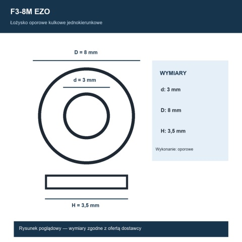 Łożysko oporowe kulkowe F3-8M EZO 3x8x3,5 mm