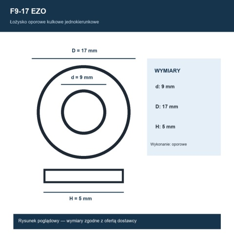 Łożysko oporowe kulkowe F9-17 EZO 9x17x5 mm