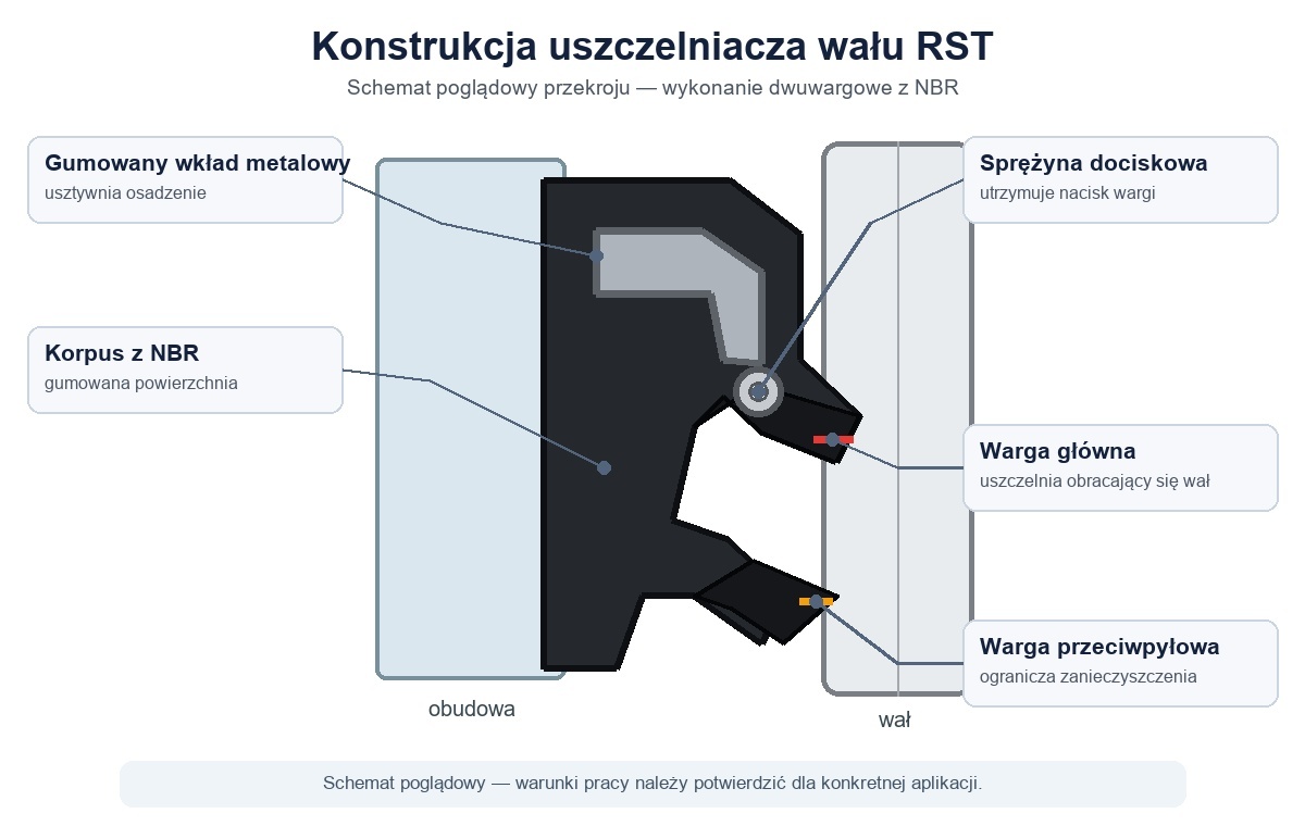 Schemat konstrukcji uszczelniacza RST NBR