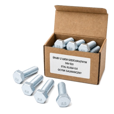 M16x100 Śruba z łbem sześciokątnym 8.8 ocynk galwaniczny DIN 933 - 25 szt.