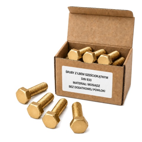 M4x20 Śruba z łbem sześciokątnym mosiężna DIN 933 - 5 szt.