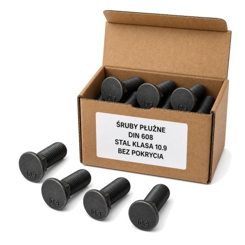 M12x80 Śruba płużna z łbem stożkowym 10.9 bez pokrycia DIN 608 - 50 szt.