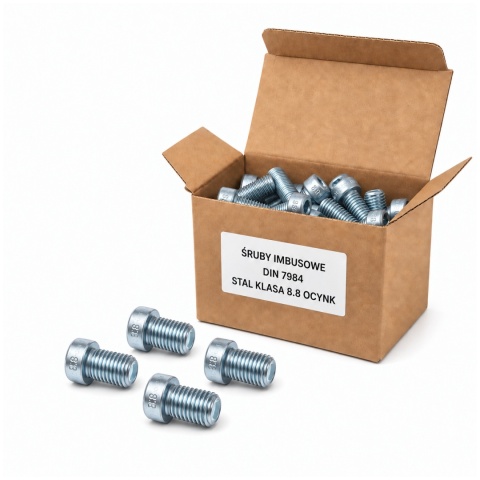 M4x8 Śruba z obniżonym łbem walcowym i gniazdem sześciokątnym 8.8 ocynk DIN 7984 - 500 szt.