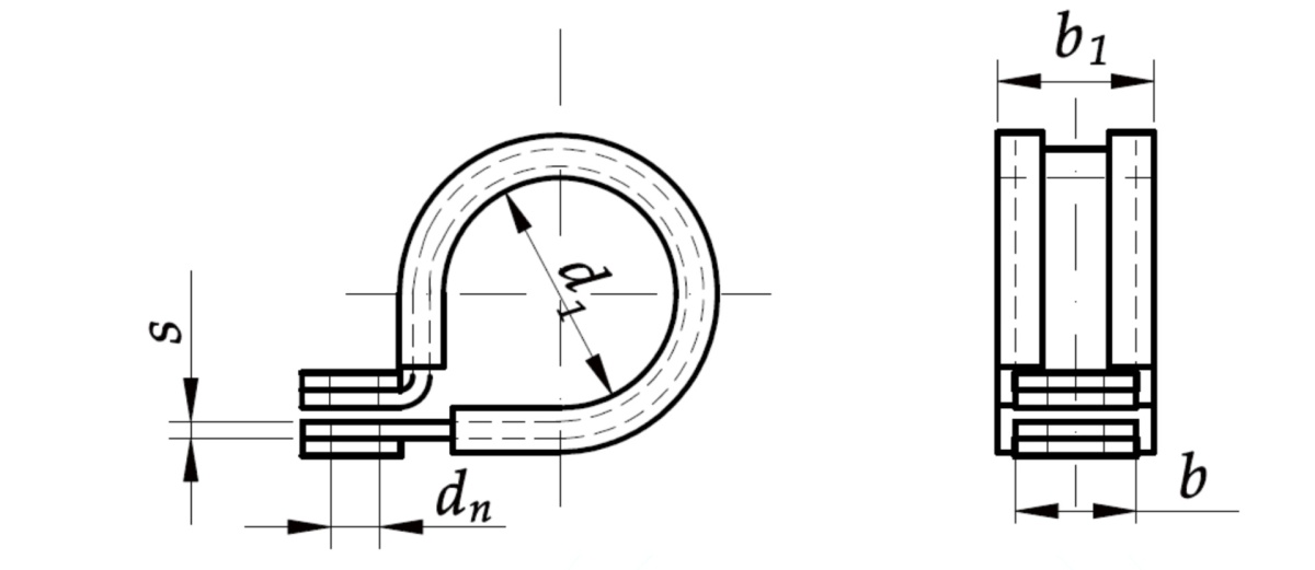 Rysunek techniczny obejmy DIN 3016 D1