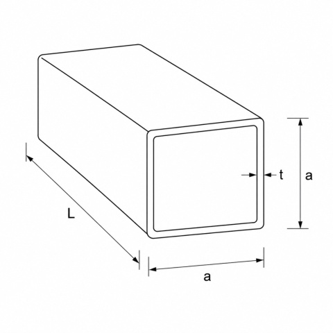 Profil stalowy zamknięty kwadratowy 25x25x3 S235 - długość 1500 mm