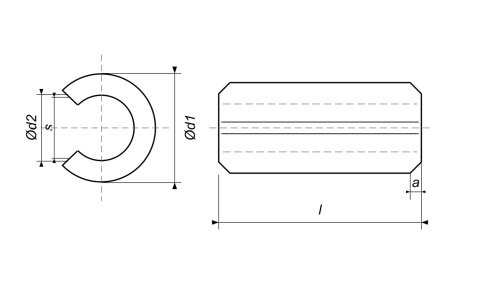 2,5x10 Kołki sprężyste rozcięte ISO 8752 (DIN 1481), stalowe czarne - 10 szt.