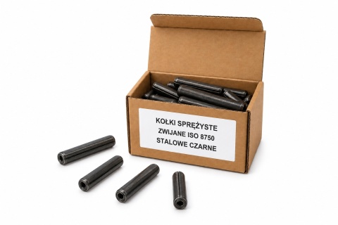 10x35 Kołki sprężyste zwijane zwykłe ISO 8750 (DIN 7343), stalowe czarne - 25 szt.