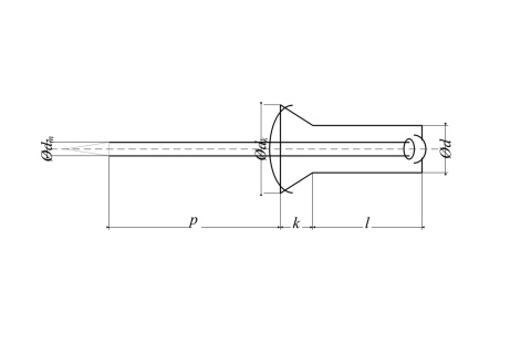 3,2x20 Nity zrywalne otwarte ISO 15977, aluminium/stal - 1000 szt.