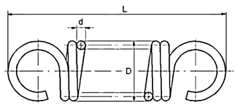 Sprężyna na rozciąganie 1,2x10x150 Sprężyna na rozciąganie 1,2x10x150