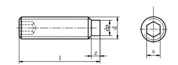 M10x20Wkręt dociskowy nierdzewny DIN 915 5szt