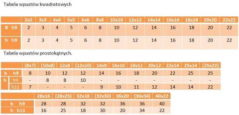 Wpust pryzmatyczny 20x12x1000 DIN 6880 1m