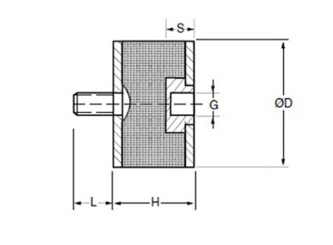 Wibroizolator poduszka B 25/30 M6X18 Wibroizolator poduszka B 25/30 M6X18