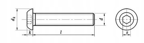 M10x35 Śruby kuliste oc+nylon kl.10.9 ISO7380 5szt