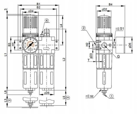 Blok przygotowania powietrza G1/2" 0.5-12 bar Blok przygotowania powietrza G1/2" 0.5-12 bar