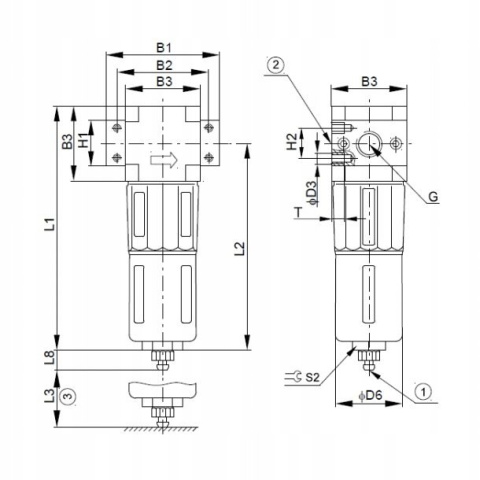 Filtr sprężonego powietrza G3/4" BLUE LINE Filtr sprężonego powietrza G3/4" BLUE LINE