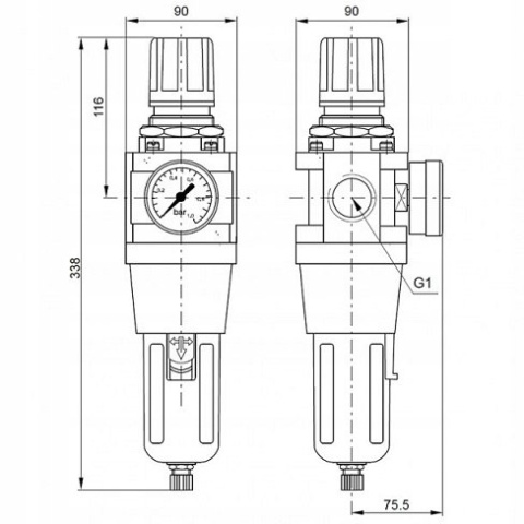 Filtroreduktor G1", 0,5-8,5 bar Filtroreduktor G1", 0,5-8,5 bar