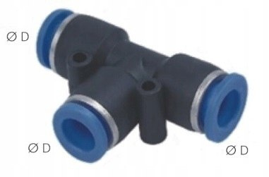Trójnik wtykowy T pod wąż fi 16 mm Trójnik wtykowy T pod wąż fi 16 mm