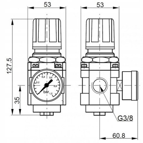 Zawór redukcyjny G3/8" 0,5-8,5 bar Zawór redukcyjny G3/8" 0,5-8,5 bar