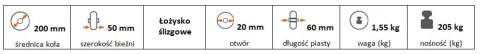 Koło pełne gumowe 200 mm Koło pełne gumowe 200 mm