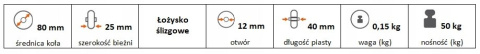 Koło pełne gumowe 80 mm Koło pełne gumowe 80 mm