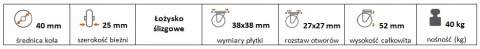 Zestaw kołowy meblowy skrętny 40mm Zestaw kołowy meblowy skrętny 40mm