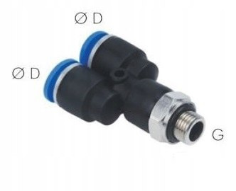 Trójnik wtykowy Y 4 mm z gwintem zewnętrznym 1/8 Trójnik wtykowy Y 4 mm z gwintem zewnętrznym 1/8