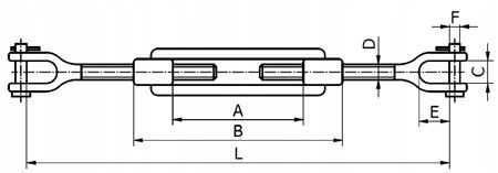 Śruba rzymska napinająca otwarta szakla M44x460