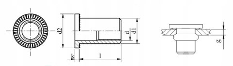 Nitonakrętki kołn walcowym M8x16 AN310 A2 5szt Nitonakrętki kołn walcowym M8x16 AN310 A2 5szt