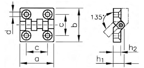 Zawiasy z tworzywa 48X48 mm 57013 Zawiasy z tworzywa 48X48 mm 57013