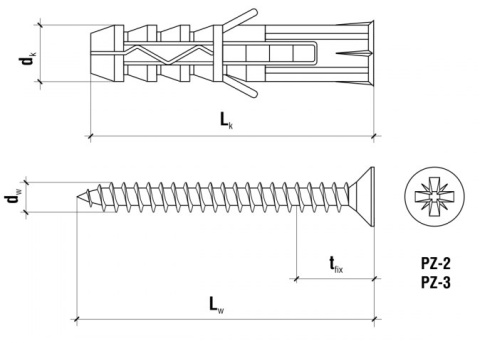 KOŁEK ROZPOROWY Z WKRĘTEM Z ŁBEM STOŻKOWYM KRX-084040 - 100 SZT KOŁEK ROZPOROWY Z WKRĘTEM Z ŁBEM STOŻKOWYM KRX-084040 - 100 SZT
