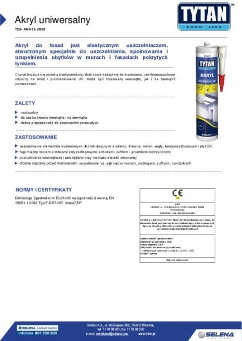 AKRYL EURO-LINE 280ML BIAŁY AKRYL EURO-LINE 280ML BIAŁY