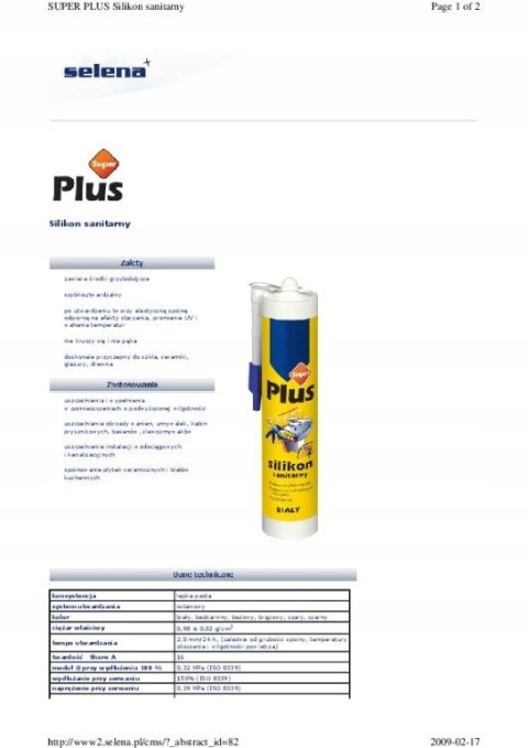 SILIKON SUPER PLUS SANITARNY 280ML BEZBARWNY