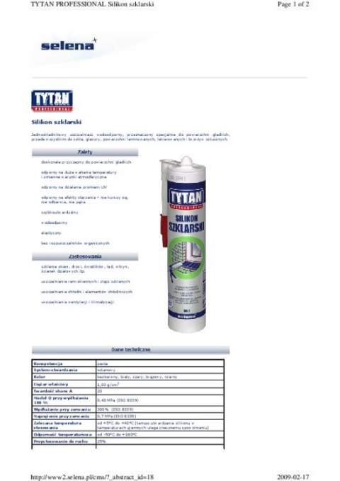 SILIKON SZKLARSKI I AKWARIOWY TYTAN 280ML BEZB. SILIKON SZKLARSKI I AKWARIOWY TYTAN 280ML BEZB.
