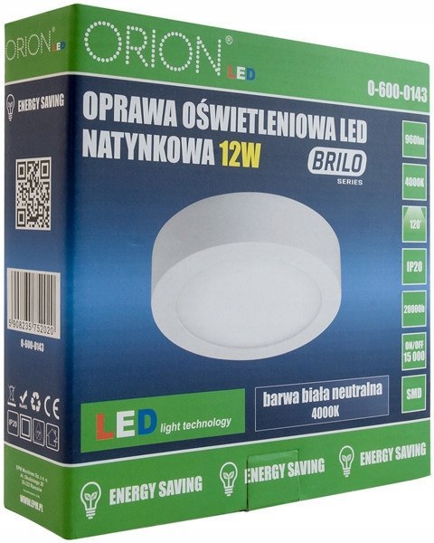 PANEL LED NATYNKOWY OKRĄGŁY BRILO 175MM, 12W, 960L PANEL LED NATYNKOWY OKRĄGŁY BRILO 175MM, 12W, 960L