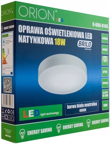 PANEL LED NATYNKOWY OKRĄGŁY BRILO 240MM, 18W, 1440 PANEL LED NATYNKOWY OKRĄGŁY BRILO 240MM, 18W, 1440