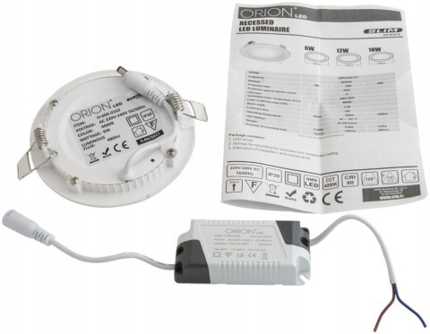 PANEL LED PODTYNKOWY OKRĄGŁY SLIM 12W, 960LM, 175M PANEL LED PODTYNKOWY OKRĄGŁY SLIM 12W, 960LM, 175M
