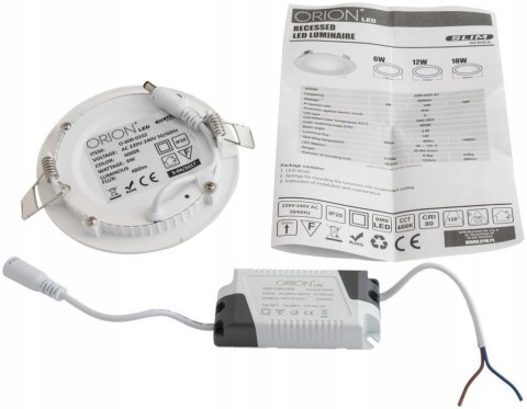 PANEL LED PODTYNKOWY OKRĄGŁY SLIM 12W, 960LM, 175M PANEL LED PODTYNKOWY OKRĄGŁY SLIM 12W, 960LM, 175M