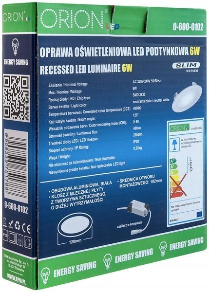 PANEL LED PODTYNKOWY OKRĄGŁY SLIM 12W, 960LM, 175M PANEL LED PODTYNKOWY OKRĄGŁY SLIM 12W, 960LM, 175M