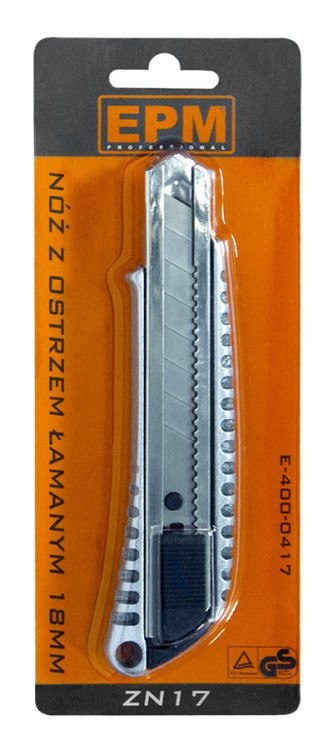 NÓŻ Z OSTRZEM ŁAMANYM 18MM STOP CYNKU E-400-0417 NÓŻ Z OSTRZEM ŁAMANYM 18MM STOP CYNKU E-400-0417
