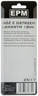 NÓŻ Z OSTRZEM ŁAMANYM 18MM STOP CYNKU E-400-0417 NÓŻ Z OSTRZEM ŁAMANYM 18MM STOP CYNKU E-400-0417