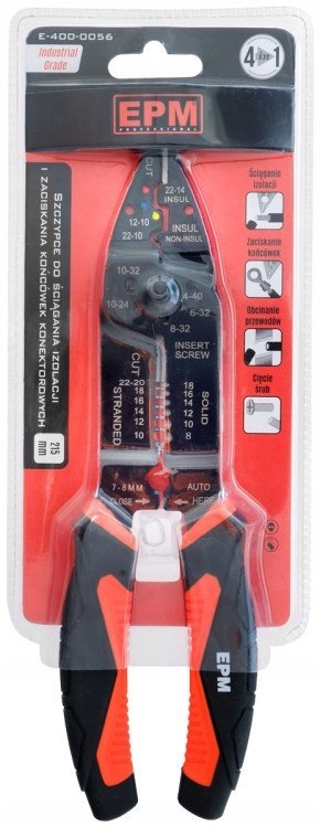 SZCZYPCE ZACISKANIA KONEKTORÓW 4W1 215MM INDUSTRIA SZCZYPCE ZACISKANIA KONEKTORÓW 4W1 215MM INDUSTRIA