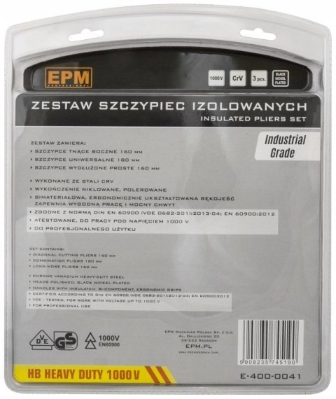 ZESTAW SZCZYPIEC IZOLOWANYCH 3 SZTUKI 160MM CRV ZESTAW SZCZYPIEC IZOLOWANYCH 3 SZTUKI 160MM CRV
