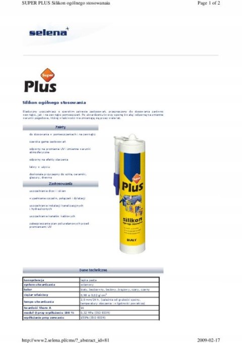 SILIKON SUPER PLUS 280ML BIAŁY SILIKON SUPER PLUS 280ML BIAŁY