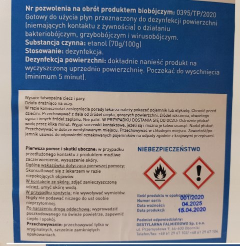 Płyn do dezynfekcji powierzchni FALMASEPT 5 L Płyn do dezynfekcji powierzchni FALMASEPT 5 L