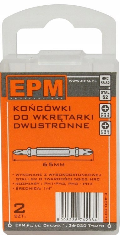 KOŃCÓWKI DO WKRĘTARKI DWUSTRONNA 65MM 2SZT. PH