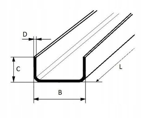 Ceownik stalowy z/g 100x60x3 dł 2000mm (200cm)